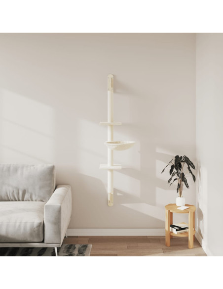 Albero per Gatti con Tiragraffi a Parete Crema 142,5 cm