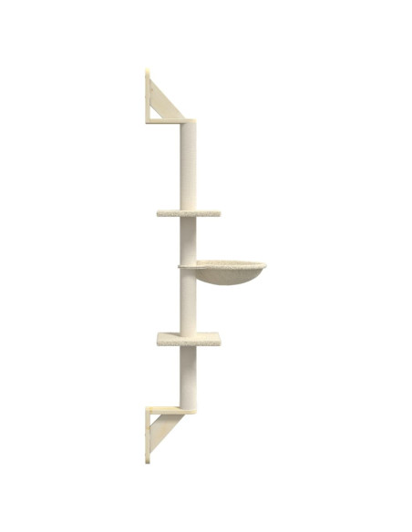 Albero per Gatti con Tiragraffi a Parete Crema 142,5 cm