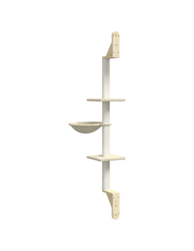 Albero per Gatti con Tiragraffi a Parete Crema 142,5 cm