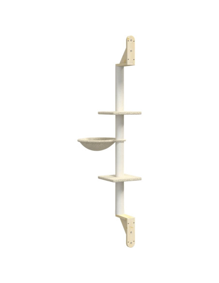 Albero per Gatti con Tiragraffi a Parete Crema 142,5 cm