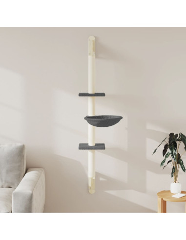 Albero per Gatti con Tiragraffi a Parete Grigio Scuro 142,5 cm