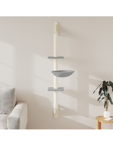 Albero per Gatti con Tiragraffi a Parete Grigio Chiaro 142,5 cm