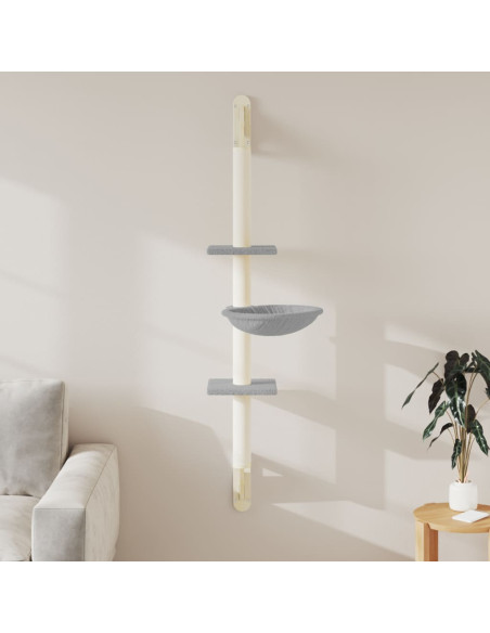Albero per Gatti con Tiragraffi a Parete Grigio Chiaro 142,5 cm