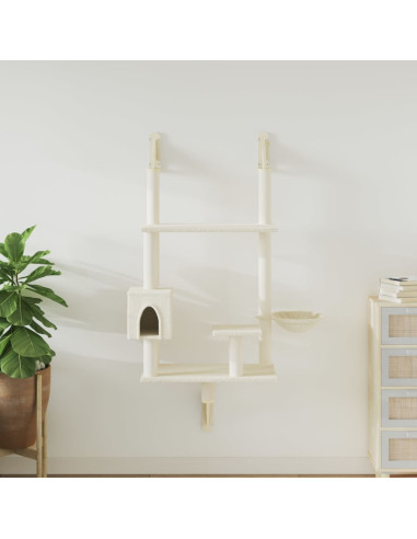 Albero per Gatti con Tiragraffi a Parete Crema 153 cm