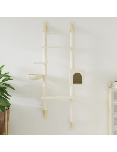 Albero per Gatti con Tiragraffi a Parete Crema 180 cm