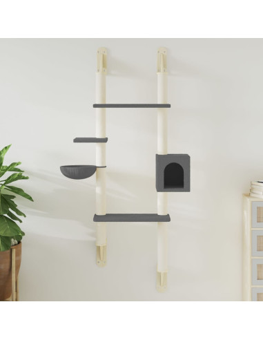 Albero per Gatti con Tiragraffi a Parete Grigio Scuro 180 cm