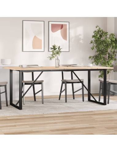 Tavolo Pranzo Telaio a O 200x100x75,5 cm Legno Pino e Acciaio