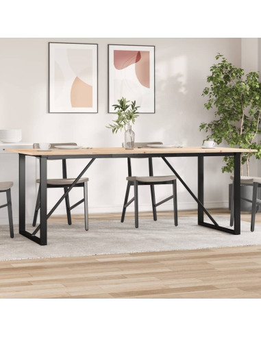 Tavolo da Pranzo Telaio a O 200x100x75 cm Legno Pino e Acciaio
