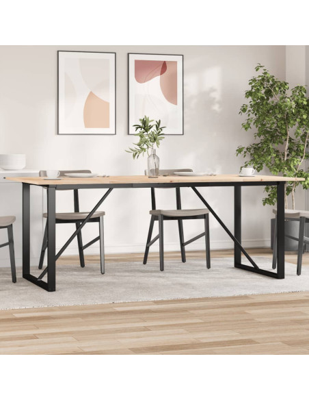 Tavolo da Pranzo Telaio a O 200x100x75 cm Legno Pino e Acciaio