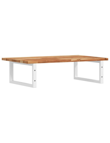 Ripiano a Parete per Lavabo in Acciaio e Massello di Acacia