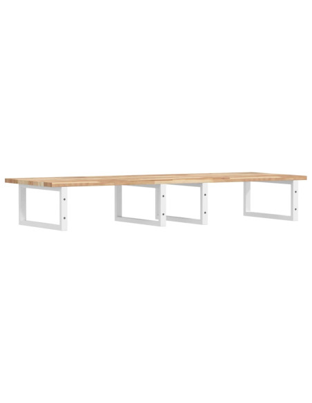 Ripiano a Parete per Lavabo in Acciaio e Massello di Acacia