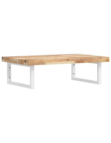 Ripiano a Parete per Lavabo in Acciaio e Massello di Acacia