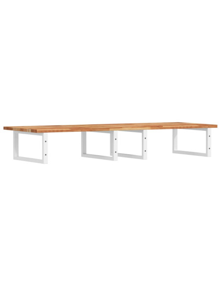 Ripiano a Parete per Lavabo in Acciaio e Massello di Acacia