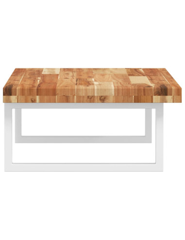 Ripiano a Parete per Lavabo in Acciaio e Massello di Acacia