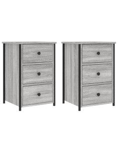 Comodini 2 pz Grigio Sonoma 40x36x60 cm in Legno Multistrato 2