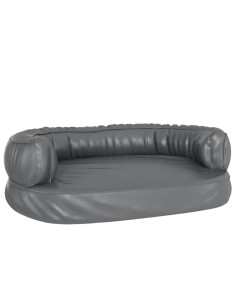 Letto Cani Ergonomico Gommapiuma Grigio 60x42 cm in Similpelle 2