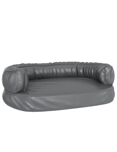 Letto Cani Ergonomico Gommapiuma Grigio 60x42 cm in Similpelle