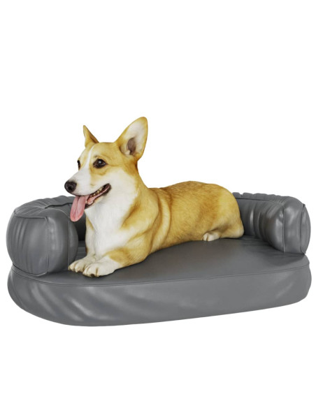 Letto Cani Ergonomico Gommapiuma Grigio 60x42 cm in Similpelle