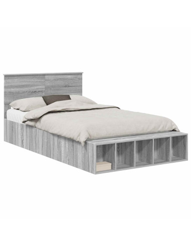 Struttura del letto con lo scaffale Grigio Sonoma 120 x 190 cm