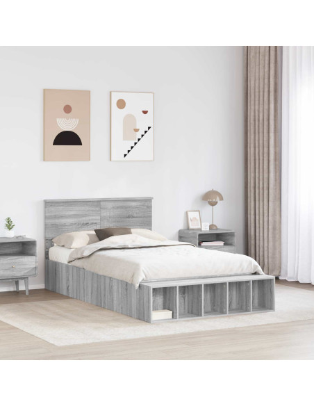 Struttura del letto con lo scaffale Grigio Sonoma 120 x 190 cm