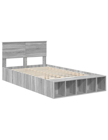 Struttura del letto con lo scaffale Grigio Sonoma 120 x 190 cm
