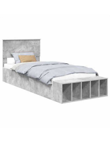Struttura del letto con lo scaffale Grigio cemento 90 x 200 cm