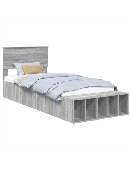 Struttura del letto con lo scaffale Grigio Sonoma 100 x 200 cm