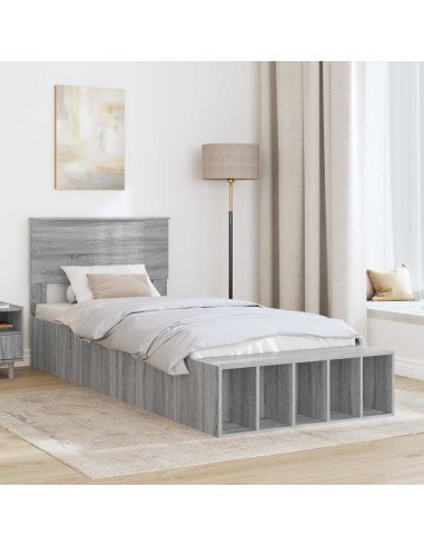 Struttura del letto con lo scaffale Grigio Sonoma 100 x 200 cm