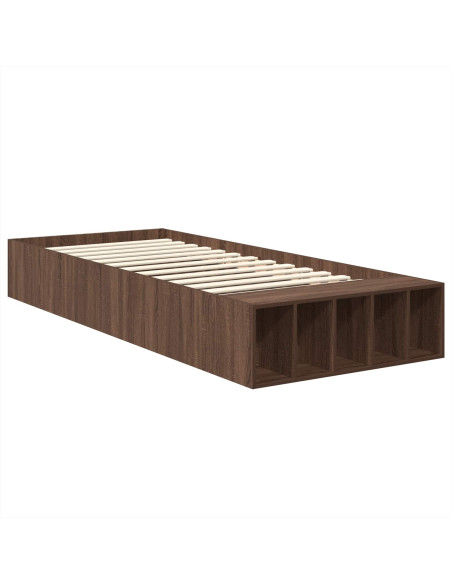 Struttura del letto con lo scaffale Rovere Marrone 100 x 200 cm