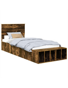 Struttura del letto Rovere fumé 90 x 190 cm Legno multistrato 2