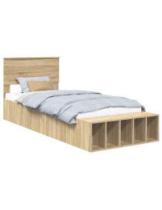Struttura del letto Rovere Sonoma 90 x 200 cm Legno multistrato 2