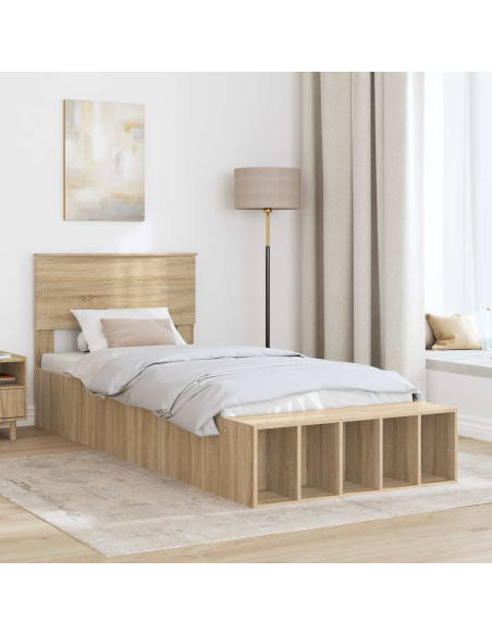 Struttura del letto Rovere Sonoma 90 x 200 cm Legno multistrato