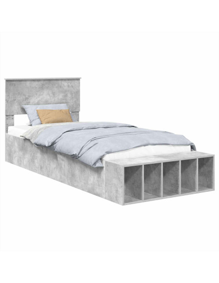 Struttura del letto con lo scaffale Grigio cemento 90 x 200 cm