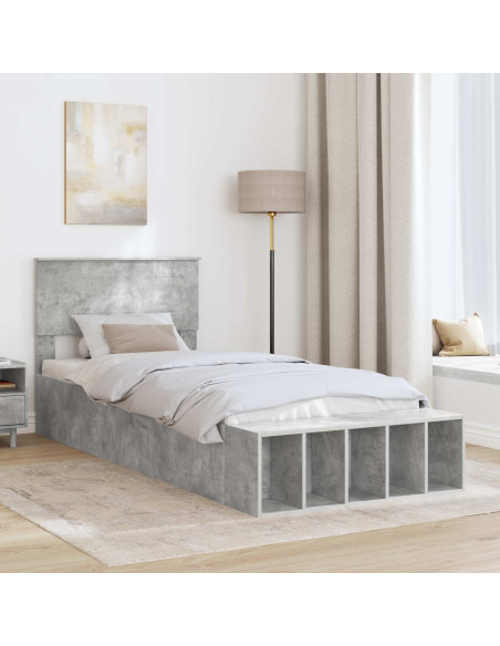 Struttura del letto con lo scaffale Grigio cemento 90 x 200 cm