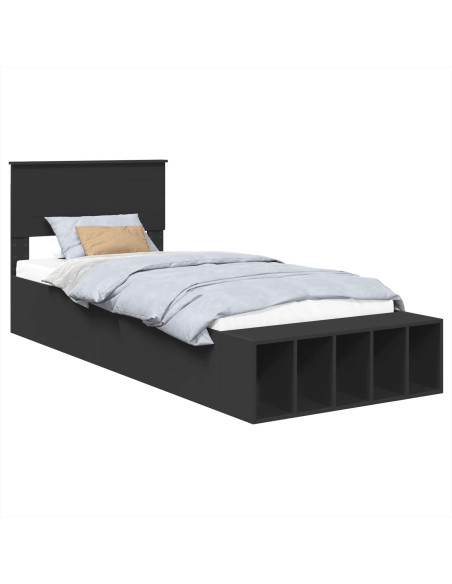 Struttura del letto Nero 75 x 190 cm Legno multistrato