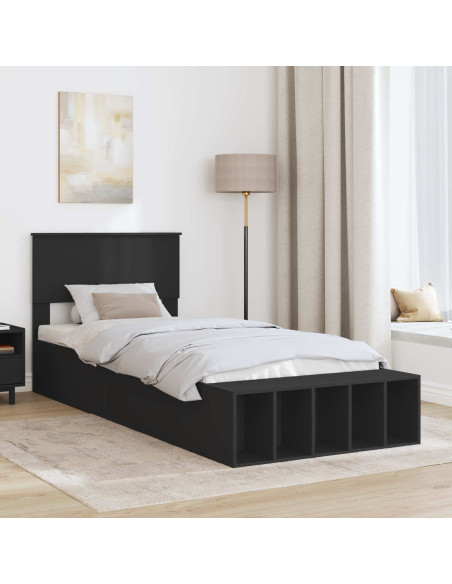 Struttura del letto Nero 75 x 190 cm Legno multistrato