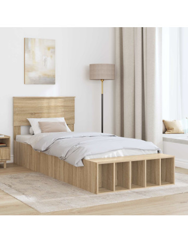 Struttura del letto Rovere Sonoma 75 x 190 cm Legno multistrato