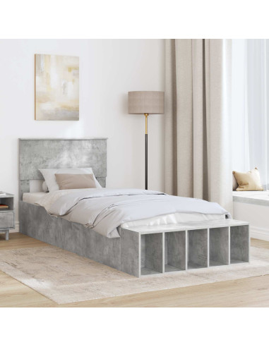 Struttura del letto con lo scaffale Grigio cemento 70 x 190 cm
