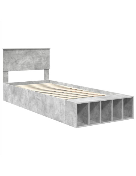 Struttura del letto con lo scaffale Grigio cemento 70 x 190 cm