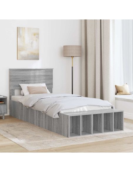 Struttura del letto Grigio Sonoma 75 x 190 cm Legno multistrato