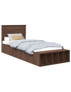 Struttura del letto con lo scaffale Rovere Marrone 75 x 190 cm 2