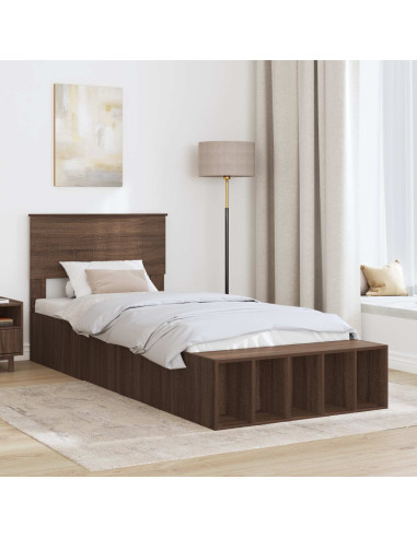Struttura del letto con lo scaffale Rovere Marrone 75 x 190 cm