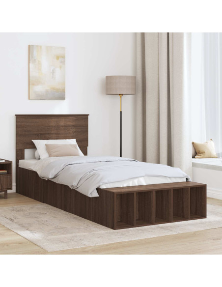 Struttura del letto con lo scaffale Rovere Marrone 75 x 190 cm