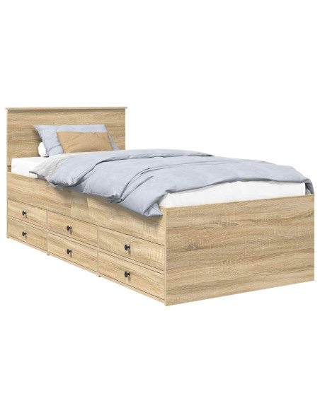 Daybed Rovere Sonoma e Nero 100 x 200 cm Legno multistrato