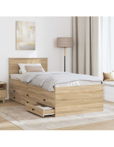 Daybed Rovere Sonoma e Nero 100 x 200 cm Legno multistrato