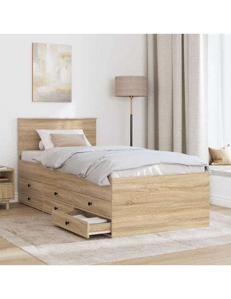 Daybed Rovere Sonoma e Nero 100 x 200 cm Legno multistrato