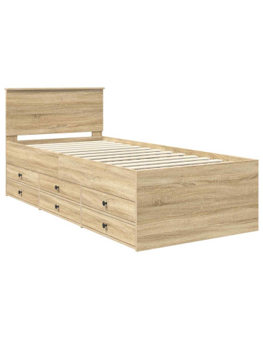 Daybed Rovere Sonoma e Nero 100 x 200 cm Legno multistrato