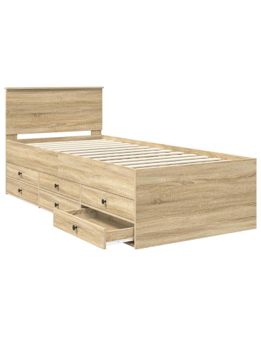 Daybed Rovere Sonoma e Nero 100 x 200 cm Legno multistrato