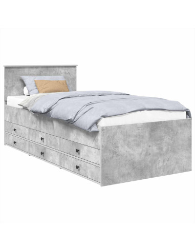 Daybed Grigio Cemento e Nero 100 x 200 cm Legno multistrato