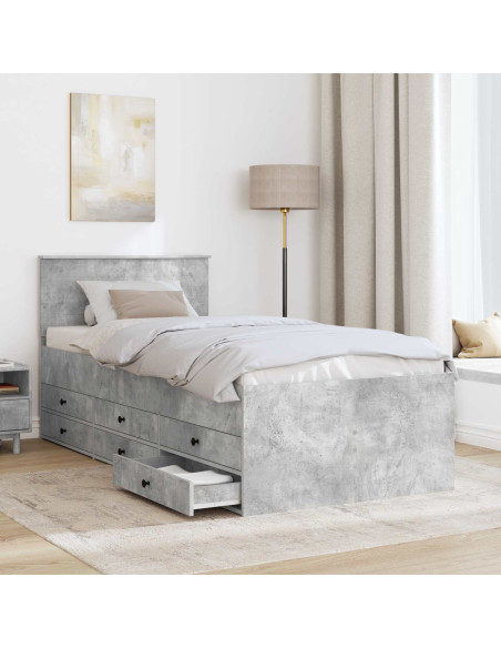 Daybed Grigio Cemento e Nero 100 x 200 cm Legno multistrato